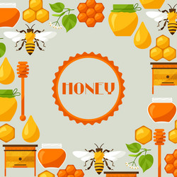 Background design with honey and bee objects vector