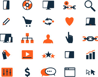 business icon set software and web development vector image
