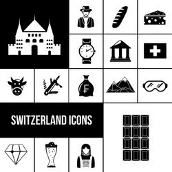 switzerland black icons set vector