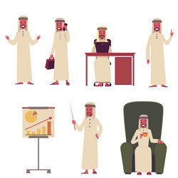 arab businessman cartoon character set vector