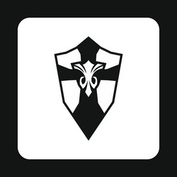 combat shield with pattern icon simple style vector image