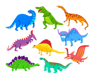 cute baby dinosaurs dragons and funny dino vector