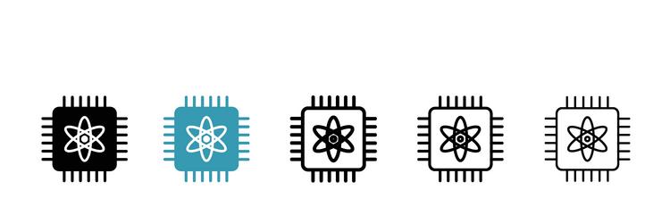 quantum computing icon set on white background vector image