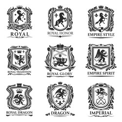 Heraldry shield set Royalty Free Vector Image - VectorStock