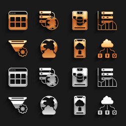 set social network server data web hosting vector image