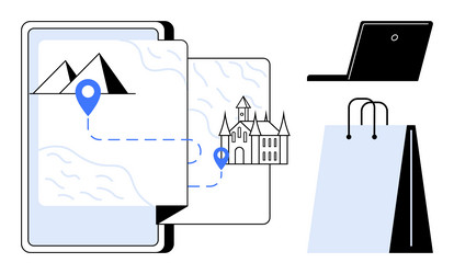 digital map navigation for exploring landmarks vector image