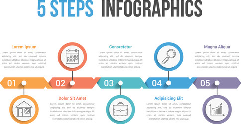 five steps infographics vector