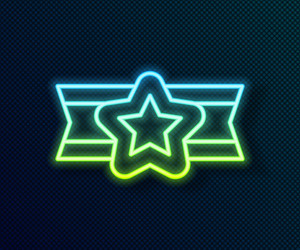 glowing neon line star american military icon vector