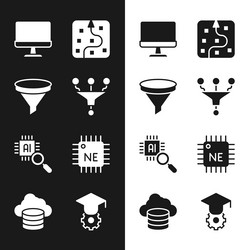 set funnel or filter computer monitor neural vector image