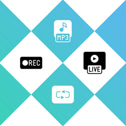 set record button repeat mp3 file and live vector image