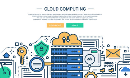 Cloud computing - line design website banner vector