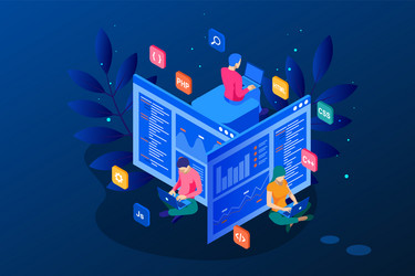 Isometric Programmer Coding Web Project vector image