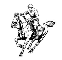 polo gamer riding the horse hand drawn sketch Vector Image