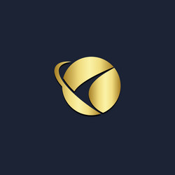 Round globe technology gold logo Royalty Free Vector Image