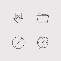 User interface simple linear icons set outlined vector