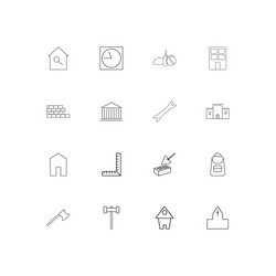 Buildings and constructions simple linear icons vector