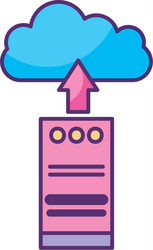 Computer tower with cloud computing vector