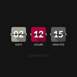 Flip countdown timer clock counter flat vector