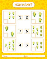 how many counting game with corn worksheet vector image