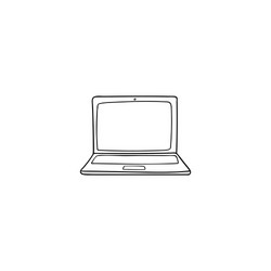 Open laptop hand-drawn vector