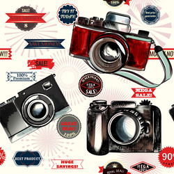 Retro Camera Seamless Background Vector Image