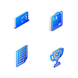 set isometric line clipboard with resume medical vector image