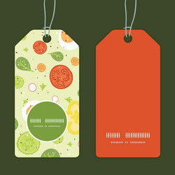 Fresh salad vertical round frame pattern tags set vector