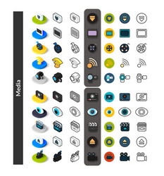 set of icons in different style - isometric flat vector