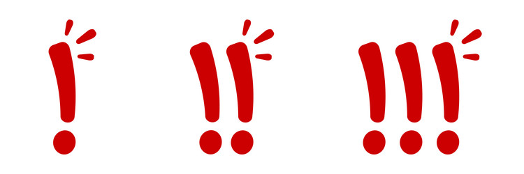 red exclamation marks in a sequence vector image