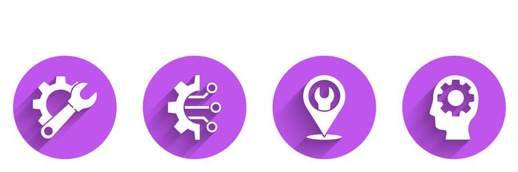 set wrench spanner and gear algorithm location vector image