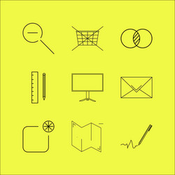 web linear icon set simple outline icons vector image