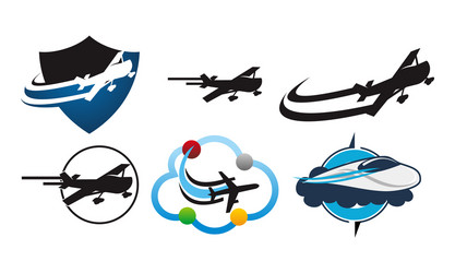 Airplane travel template set vector