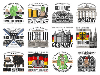 german travel icons isolated flag map of germany Vector Image