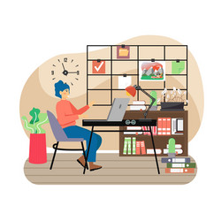 modern office workplace with vision board happy vector