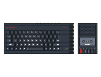 old keyboard cassette home computer vector