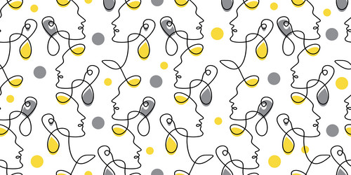 seamless pattern of abstract man face in one vector image