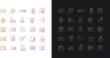 Vintage style gradient icons set for dark vector