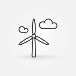 wind energy converter and clouds outline vector