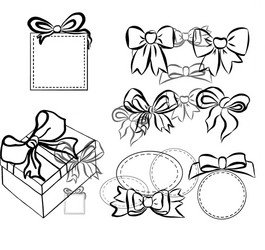 Hand Drawn Gift Bows & Ribbons Vector Image