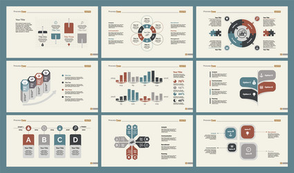 Six research charts slide templates set vector