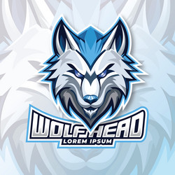 White wolves mascot esport logo design wolf head vector