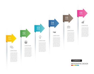 6 data infographics tab index with arrow layout vector image