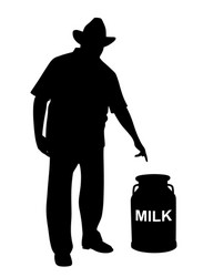 Farmer Showing Milk Can vector