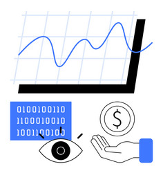 data analytics concept with graph binary code vector image