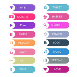 Set buttons with metallic borders vector