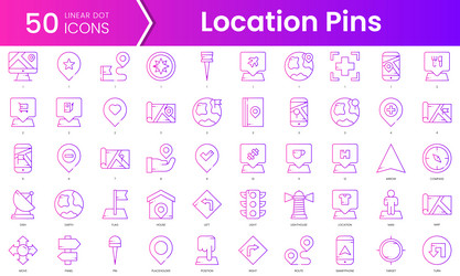 set of location pins icons gradient style icon vector image