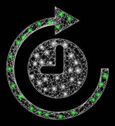 Glowing linear mesh clockwise rotation with glare vector