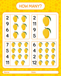 how many counting game with mango worksheet vector image