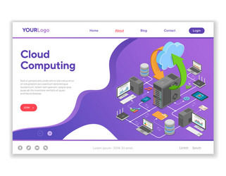 data network cloud computing technology isometric vector image