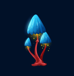 Fantasy magic mushroom with umbrella cap toadstool vector